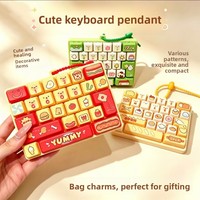 Porte-clés pour étudiant, jouet, breloque de sac, pendentif enfant, clavier en silicone 26 touches, anti-stress, créatif, motif quadrillé, style influenceur