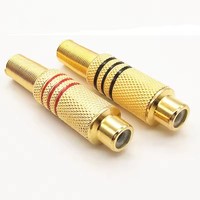 Connecteur RCA plaqué or Connecteur audio mâle/femelle avec protecteur de câble à ressort métallique rouge noir