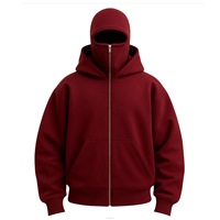 Sweat-shirt à capuche zippé robuste de style américain pour homme, mode streetwear avec masque intégré