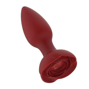 هزاز جديد على شكل وردة، سدادة شرجية، قضيب اصطناعي، مدلك البروستاتا، هزاز نسائي من السيليكون الناعم مع تحكم عن بعد، مقاوم للماء 100% - Product Image 4