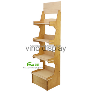 Étagère de supermarché robuste en bois Vino, démontable, simple face, niveaux personnalisables, certifiée résistance aux chutes, pour présentation au sol - Product Image 3