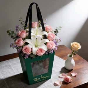 Sac cadeau tendance pour fleurs, emballage pour fleuriste avec puits de lumière en PVC, sac à fleurs portable, logo personnalisé, sac cadeau pour anniversaire, sac cadeau pour fleurs, impression - Product Image 2