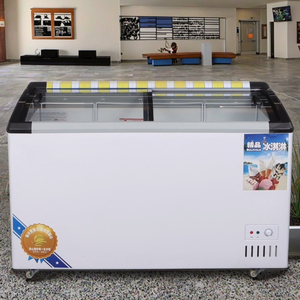 Suitable Super Large Capacity Portable Universal Wheel Chest <b>Freezer</b> Glass Door Display Universal Ice Machine for Household Use - Product Image 1