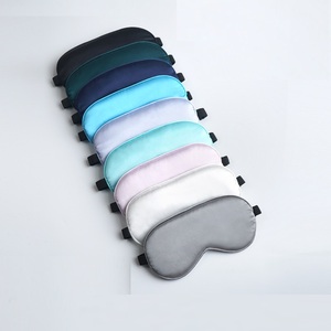 Mascherina per occhi per dormire in seta con imitazione promozionale personalizzata senza ombra di pressione oculare doppio Unisex luce per dormire opaca - Product Image 6