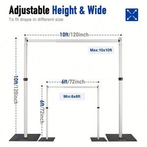 6-10 ft Adjustable Aluminum Single Horizontal Bar <b>Backdrop</b> <b>Stand</b> Curtain Decoration Pipes for Exhibition Wedding - Product Image 2