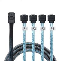 Cable de conexión de alta velocidad para servidor MINI SAS HD a 4X SATA de 90 grados