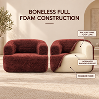 Fauteuil de salon moderne sans structure, entièrement en mousse, assise profonde, compressé sous vide pour salon et chambre à coucher
