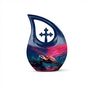 Urne de crémation croisée de larme de tortue de mer violette de qualité supérieure de vente chaude pour des cendres humaines avec le sac gratuit de velours - Product Image 1