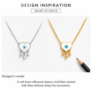 Collier pendentif cœur en acier inoxydable doré avec émail, plaqué or 14K sous vide, chaîne réglable 40+5 cm, 3,8 g - Product Image 4