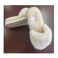 Sandales en fourrure de mouton, pantoufles douces et moelleuses pour femmes, en laine mérinos, pour l'intérieur, avec logo brodé personnalisé, support d'échantillon