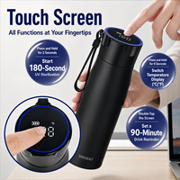 Gourde d'eau intelligente 16 oz en acier inoxydable 316 à isolation sous vide avec affichage LED via application et rappel d'hydratation pour les voyages