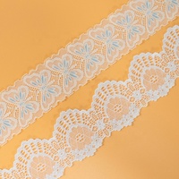 Bon marché, bande de dentelle brodée en maille, passementerie florale élastique en dentelle pour vêtements