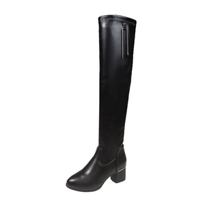 Bottes confortables pour femmes, à talon bloc, zippées, au-dessus du genou, pour un usage quotidien en automne - Product Image 6