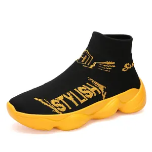 A1801 OEM High top Malha sapatos personalizados homens casuais branco preto calçados esportivos moda Sock sneakers homem botas curtas atacado china