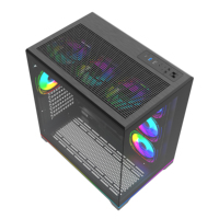 Boîtier PC de jeu Full Tower blanc avec bande RGB, panneau latéral en verre, refroidissement ATX