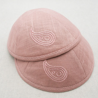 TopKipot Kippah de lino Beige con bordado de estrella de David, sombrero personalizado de Bar Mitzvah Judaica Yarmulke, sombrero judío diario para regalo