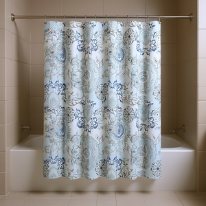 Cortina de Ducha de Algodón Estampada con Diseño Clásico de Flores para Baño - Product Image 2