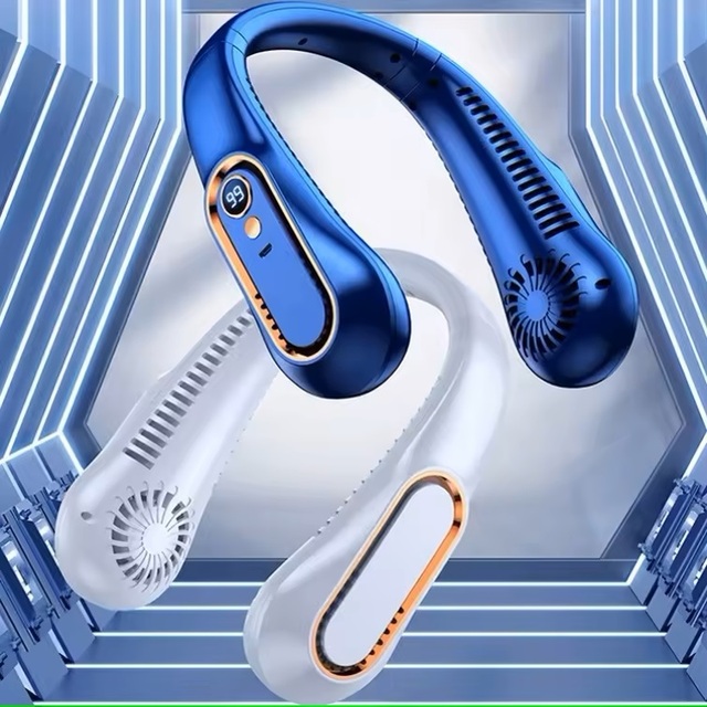 Portable USB Charging Rechargeable Fans Bladeless Neck Wearable Outdoor Camping Folding Fans Five Battery for Car Made Plastic