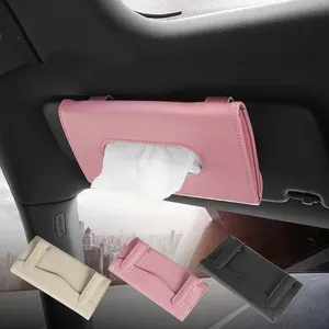 Hot Selling Car Tissue Wrap Seat Back Armrest With Car Tissue Leather Creative Car Hanging Mask Storage Bag Tissue Holder
