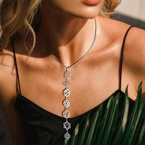 Corazón 7 Chakra colgante collar chapado en oro joyería espiritual <span class=keywords><strong>Yoga</strong></span> Chakra collares equilibrio meditación <span class=keywords><strong>Anahata</strong></span> joyería Collier - Product Image 4