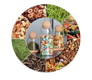 Bocal de conservation alimentaire en verre avec couvercle hermétique en liège, pot de conservation alimentaire transparent avec bouchon rond en liège pour la cuisine - Product Image 5