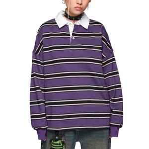 Camiseta Polo a Rayas Personalizada al por Mayor, Estilo Vintage, Manga Larga, 100% Algodón, Sudadera con Capucha a Rayas para Hombre - Product Image 5