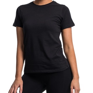 Camiseta negra con estampado de pantalla para mujer, venta al por mayor, ajustada - Product Image 1