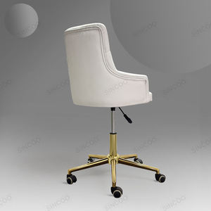 Velvet Gilded Base Technician Chair with Backrest Customizable Color Small <b>Stool</b> - Product Image 6