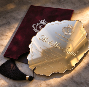 Tarjeta de Invitación con Espejo Acrílico y Borla, Estilo Sobre de Terciopelo, para Bodas y Fiestas - Product Image 1