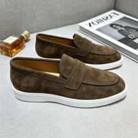Nouveaux Mocassins Homme 2026 en Daim Marron Foncé Texture Luxe Semelle Caoutchouc Confortable Doublure Cuir Véritable Respirante Luxe Discret