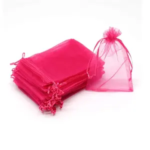 LOW MOQ assorted organza gift bag candy sheer jewelry packaging, customized drawstring organza hair bags 30X40CM