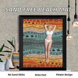 Tapis de plage de voyage imperméable et anti-sable FF4061 Bohemia à imprimé floral pour adultes, séchage rapide, pour pique-nique en extérieur, grande taille - Product Image 2