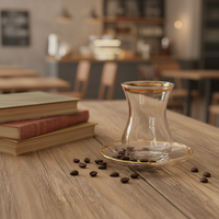 Tasse à thé noire turque en verre borosilicate haute résistance à la chaleur 200 ml ovale de style européen design simple pour le thé de l'après-midi café fleur
