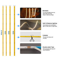 Bande lumineuse LED COB mini 3 mm, bande lumineuse COB 400 LED, largeur 3 mm 4 mm 5 mm 8 mm 10 mm, DC 5V 12V 24V 2 7 mm 3 mm 4 mm 5 mm 6 mm 8 mm 10 mm USB