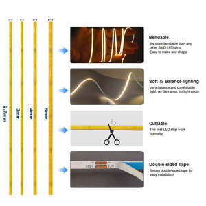 3Mm Mini Cob Led Strip Licht 400led Cob Strip Licht 3Mm 4Mm 5Mm 8Mm 10Mm Breedte Dc 5V 12V 24V 2 7Mm 3Mm 4Mm 5Mm 6Mm 8Mm 10Mm Usb - Product Image 3