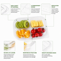 Conteneur en plastique transparent de qualité alimentaire PET, écologique, à clapet, pour fruits et légumes, logo personnalisable, fraise