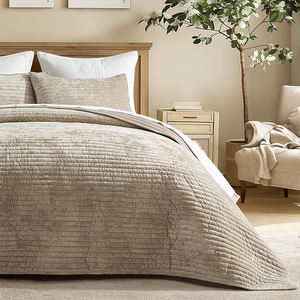 SUREWALHOME Luxurious Soft Striped Channel Bedding <strong>Set</strong>, Lightweight Velvet Comforter for All Season - Product Image 5