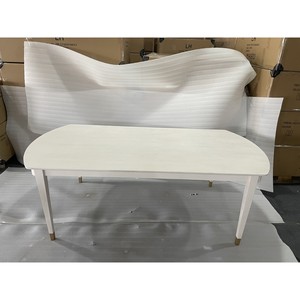 Table à manger moderne 2200 x 1065 x 760 en bois blanc avec pieds dorés pour meubles de maison - Product Image 4