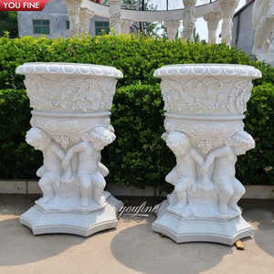 Vasi per Fiori in Marmo Naturale di Grandi Dimensioni con <span class=keywords><strong>Testa</strong></span> di Capra per Giardino Esterno - Product Image 5