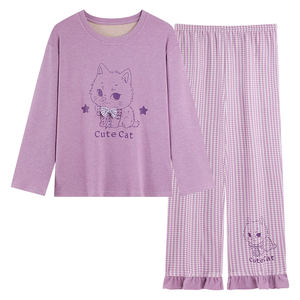 Set di indumenti da notte autunno e inverno in velluto tedesco <span class=keywords><strong>pigiama</strong></span> carino cartone animato da <span class=keywords><strong>donna</strong></span> dolce caldo Cashmere AB può indossare il <span class=keywords><strong>pigiama</strong></span> - Product Image 5