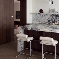 Tabouret de bar moderne et minimaliste de luxe léger en acier inoxydable, non rotatif, à hauteur fixe, pour la restauration hôtelière