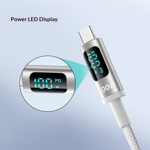 Câble de données tressé à affichage numérique de charge rapide 100W 5A <span class=keywords><strong>1m</strong></span> 2m pour téléphone portable <span class=keywords><strong>Apple</strong></span> tablette ordinateur Type-C Type-C - Product Image 2