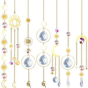 Style bohème 6pcs Crystal Sun Catcher Ornement suspendu avec pendentif chaîne pour la décoration intérieure - Product Image 1