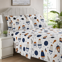 Ensemble de literie en polyester imprimé floral 6 pièces, taille King Queen, avec draps et taies d'oreiller pour chambre à coucher