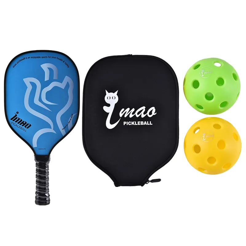 Pagaie de pickleball en bois à haute élasticité de qualité supérieure Pagaie de pickleball en bois d'extérieur avec 4 quatre raquettes 12 balles