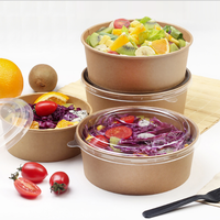 Bol à salade en papier kraft écologique, conteneur jetable pour salade de fruits à emporter, assiettes et bols en papier kraft, emballage