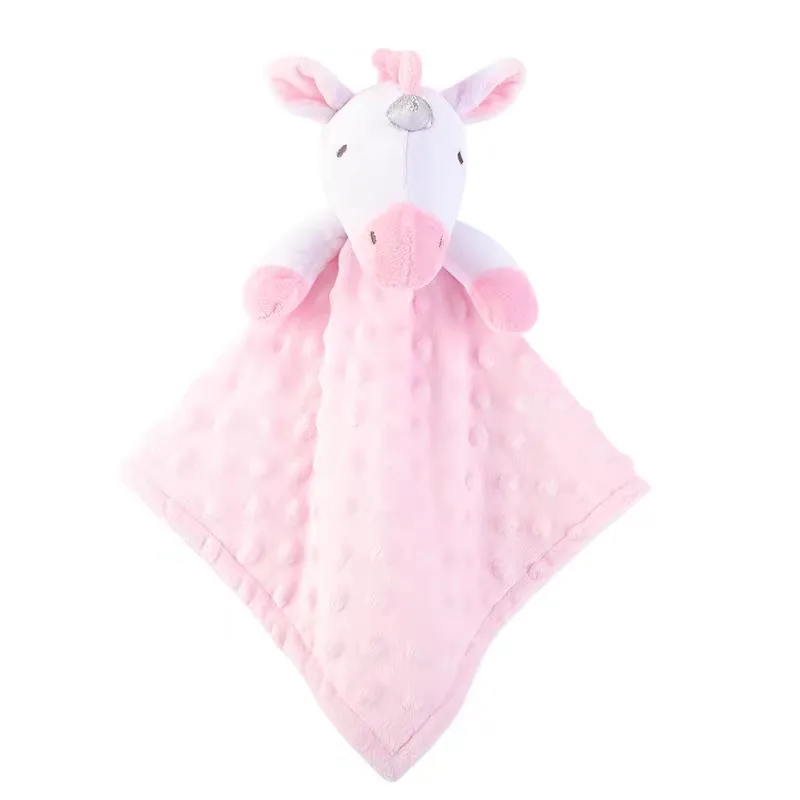 2020 Lovely Design Safe Soft Polyester Fiber Plush Stuffed Doudou Bunny Blanket Toy Plush Comforter Blanket With Teether
