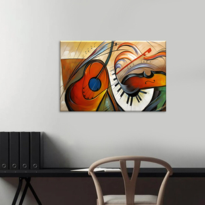 Soyut Müzik Kanvas Baskı - Müzik Odası Dekoru için Gitar Keman Piyano Temalı Duvar Sanatı - Product Image 3