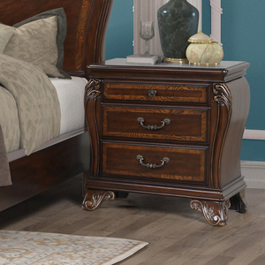 Mesa de Noche con Paneles Ranurados para Dormitorio, Mueble de Almacenamiento Estilo Rústico, Mesita de Noche de Madera Oscura - Product Image 1