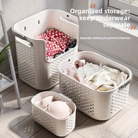 Ensemble de paniers à linge respirants en plastique PP moulé par injection, grande capacité, 3 tailles, rangement séparé pour sous-vêtements et vêtements